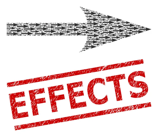 Keskin Ok Sağ Oku Özyinelemeli Mozaiği Sağ Ögeler ve Çizilmiş Mühür Efektleri