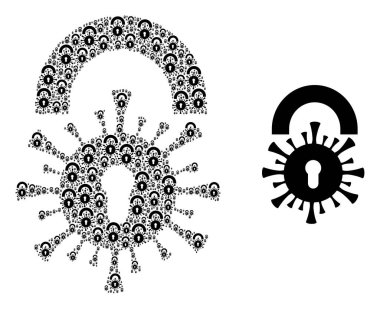 Viral Kilitleme Simgeleri ve Kaynak Simgeleri Mozaiği