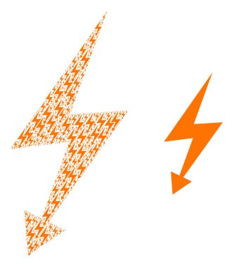 Elektrik Vuruşu Öğeleri ve Orijinal Simge Kolajı