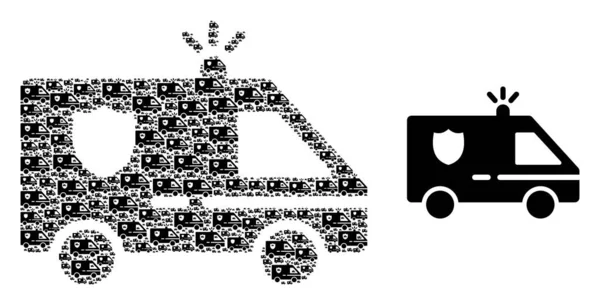 Composition de voiture de police des icônes de voiture de police et icône originale — Image vectorielle