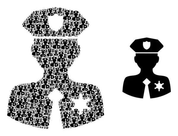 Police Patrolman Composition of Police Patrolman Items and Source Icon — 스톡 벡터