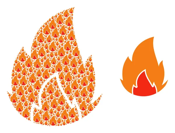 Collage de fuego de elementos de fuego y fuente icono — Vector de stock