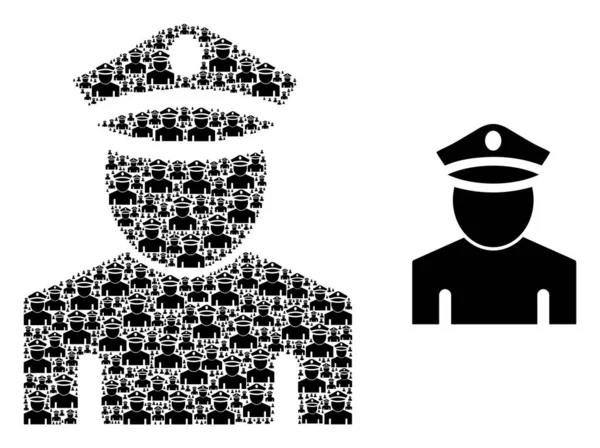 Policejní mozaika policistů Ikony a originální ikona — Stockový vektor