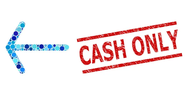 Distress Cash Only Sello y flecha izquierda Collage de puntos redondos — Vector de stock