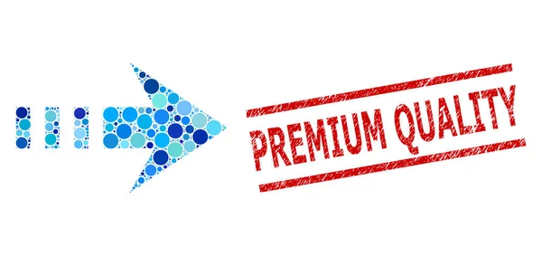 Grunge Premium qualidade selo e enviar direito mosaico de círculos — Vetor de Stock