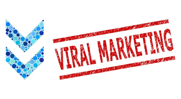 Scratched Viral Marketing Watermark and Shift Down Composition of Round Dots — 스톡 벡터