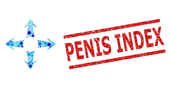 Textured Penis Index Watermark and Expand Arrows Mosaic of Rounded Dots — Image vectorielle