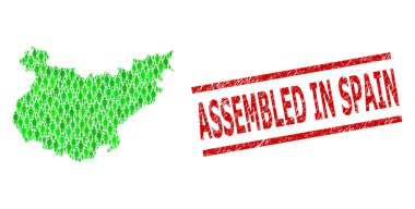 İspanya 'da Tehlike Derlemesi Badajoz Eyaleti Mühür ve Yeşil Adamlar ve Dolar Mozaik Haritası