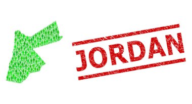 Ürdün Mühür Taklidi ve Yeşil Müşteriler ve Ürdün Doları Mozaik Haritası