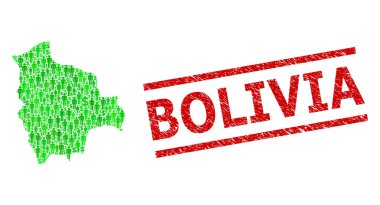 Bolivya Filigranı ve Yeşil Adamlar ve Bolivya Doları Mozaik Haritası