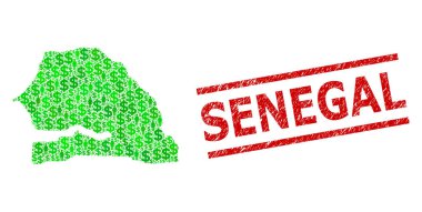 Tehlike Senegal Filigranı ve Yeşil İnsanlar ve Senegal Dolarlık Mozaik Haritası