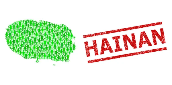 Grunge Hainan Filigranı ve Yeşil Adamlar ve Terceira Adasının Dolar Mozaik Haritası