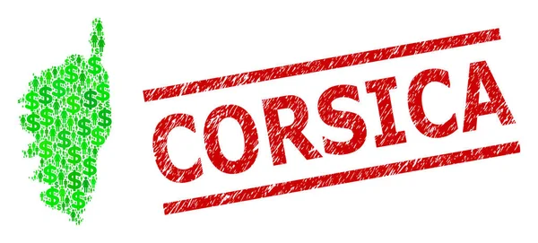 Korsika Damgalı ve Yeşil İnsanlar ve Korsika Doları Mozaik Haritası