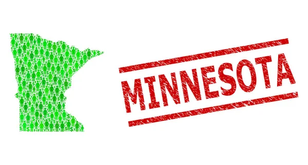 Minnesota filigran ve Yeşil Müşteriler ve Minnesota Eyaleti Dolar Mozaik Haritası çizildi