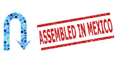 Meksika 'da Tehlike Toplandı Pul Taklidi ve Yuvarlak Noktalar Kolajı