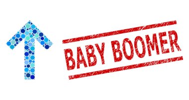 Çizilmiş Bebek Boomer Damgası ve Çemberlerin Oklu Kompozisyonu