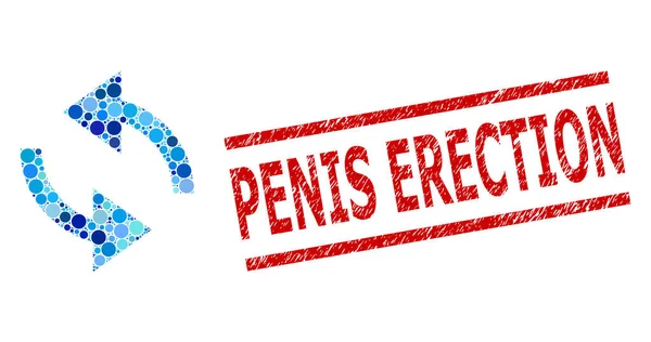 Grunge Penis Erection Watermark and Exchange Arrows Composition of Circles — Wektor stockowy