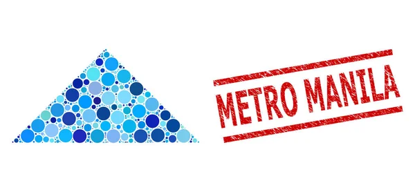 Graffiato Metro Manila Francobollo e Arrowhead Up Collage of Round Dots — Vettoriale Stock