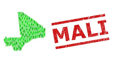Mali Tehlike Damgası ve Yeşil İnsanlar ve Mali Doları Mozaik Haritası