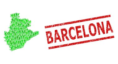 Barselona Filigranı ve Yeşil İnsanlar ve Barselona Eyaleti Dolar Mozaik Haritası çizildi