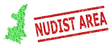 Grunge Çıplaklar Alanı Filigranı ve Yeşil Adamlar ve Shaanxi Eyaleti Dolar Mozaik Haritası