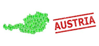 Avusturya Mühür Mührü ve Yeşil Müşteriler ve Avusturya Doları Mozaik Haritası