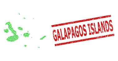 Galapagos Adaları Filigranı ve Yeşil İnsanlar ve Galapagos Adaları Dolar Mozaik Haritası çizildi
