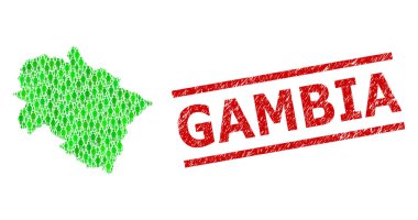 Dokulu Gambiya Filigranı ve Yeşil Adamlar ve Uttarakhand Devlet Doları Mozaik Haritası