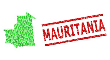 Moritanya Pulu Taklit ve Yeşil İnsanlar ve Moritanya Doları Mozaik Haritası