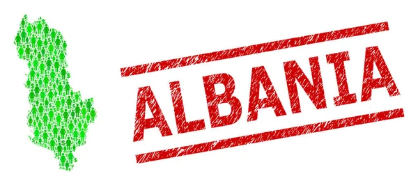 Arnavutluk Damgası ve Yeşil İnsanlar ve Arnavutluk Doları Mozaik Haritası