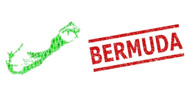 Bermuda Damga İzi ve Yeşil Müşteri ve Bermuda Adaları Doları Mozaik Haritası