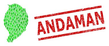 Kederli Andaman Filigranı ve Yeşil Müşteriler ve Corvo Adası Dolar Mozaik Haritası