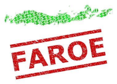 Kazınmış Faroe Mührü ve Yeşil İnsanlar ve Endonezya Doları Mozaik Haritası - Flores Adaları