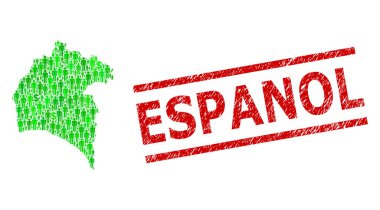 Espanol filigranı, Yeşil İnsanlar ve Huelva Eyaleti Dolar Mozaik Haritası kazınmış.