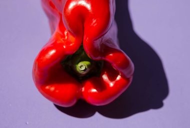 Big pepper with shadow on a violet background