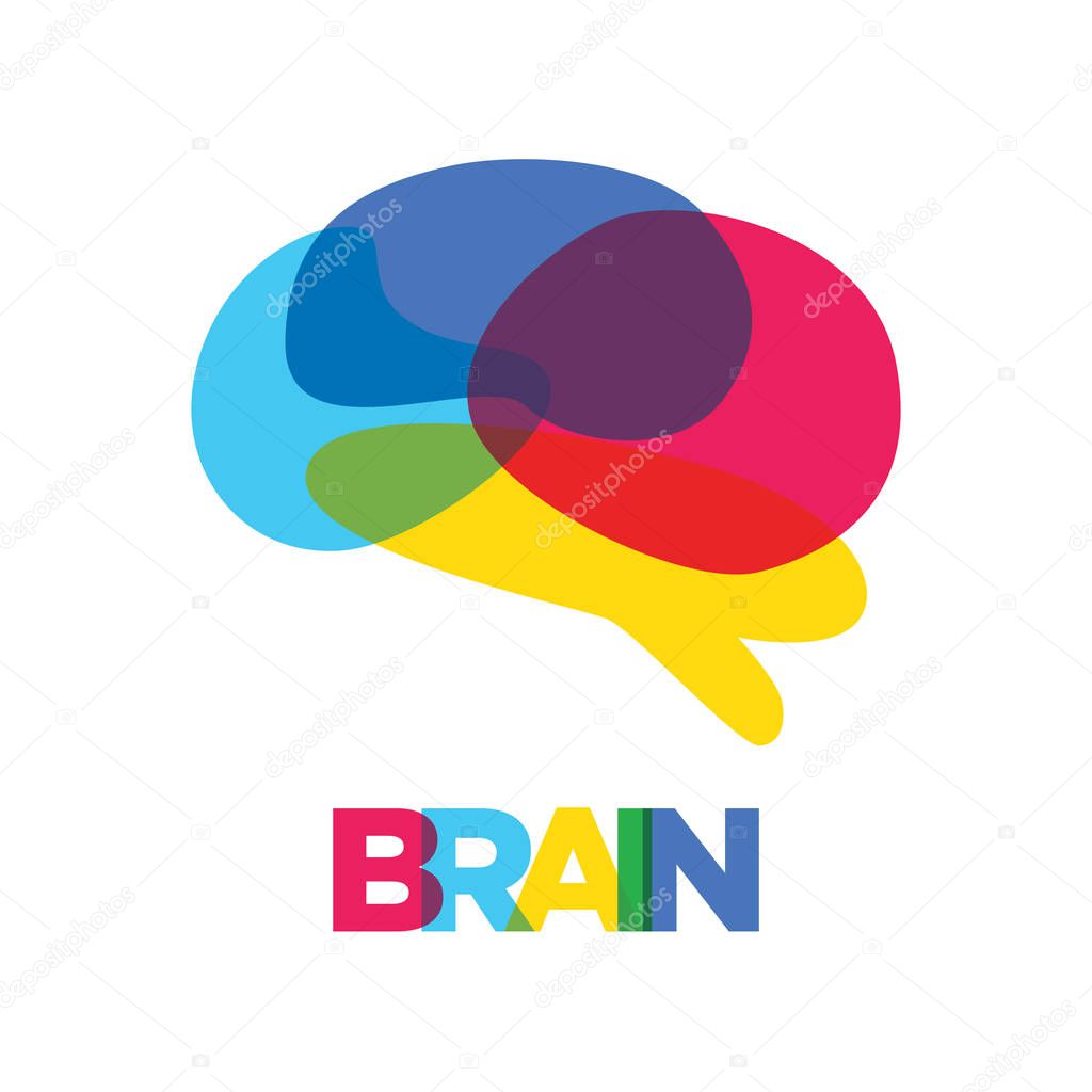 Brain Logo silhouette design vector template. Think idea concept