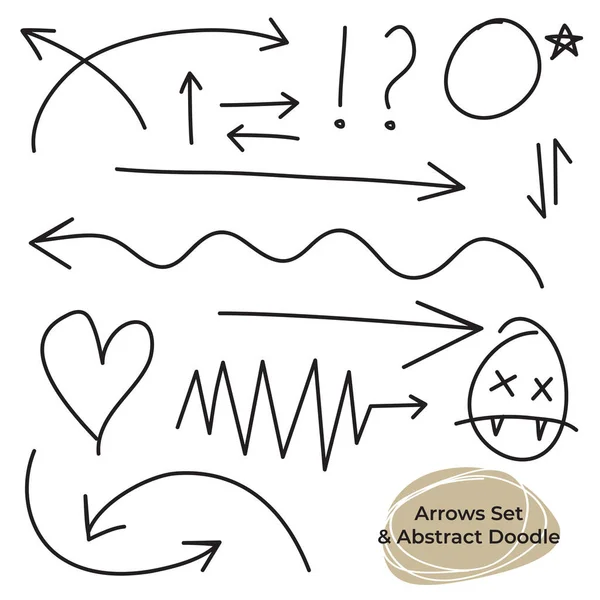 Círculos Setas Conjunto Vetorial Design Escrita Doodle Abstrato —  Vetores de Stock