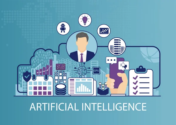 Conceito Inteligência Artificial Como Ilustração Vetor Negócios — Vetor de Stock