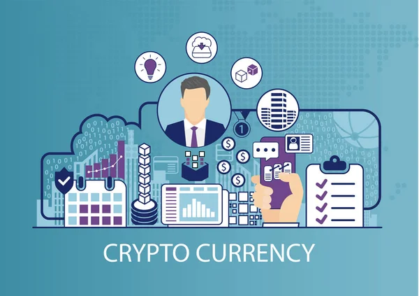 Cryptocurrency Concept Business Vector Illustration — Stock Vector