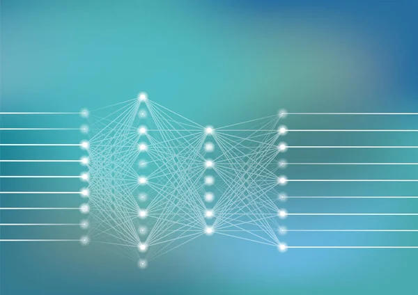 Deep Neural Network Vector Illustration Light Green Blue Background Artificial — Stock Vector