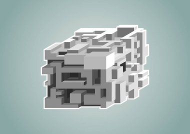 Vektör çizim olarak izole 3d küp konseptiyle karmaşıklık