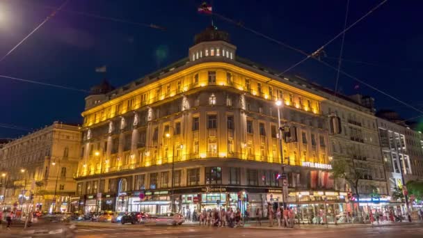 Bécs Ausztria éjszakai város TimeLapse — Stock videók