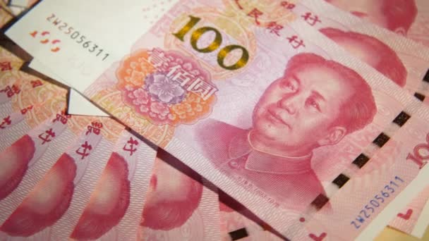 Uang kertas yuan Cina. Uang Cina — Stok Video