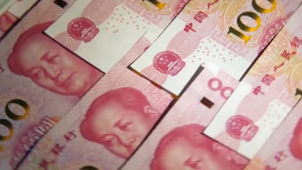 Billetes de yuanes chinos. Dinero chino — Vídeo de stock
