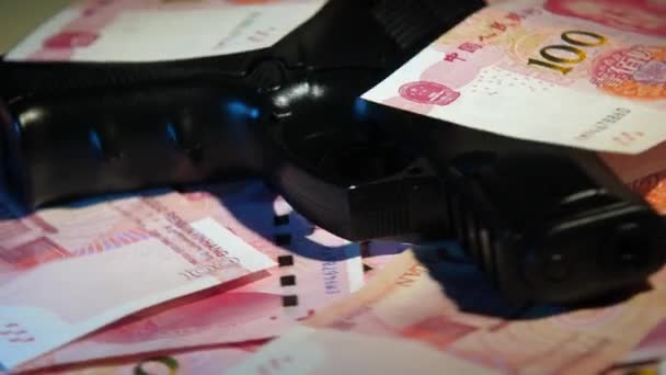 Τραπεζογραμμάτια γιουάν Κίνας. Κινεζικά χρήματα — Αρχείο Βίντεο