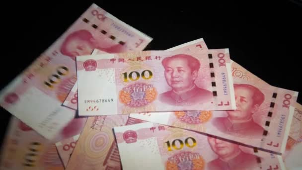 China-Yuan-Scheine. chinesisches Geld — Stockvideo