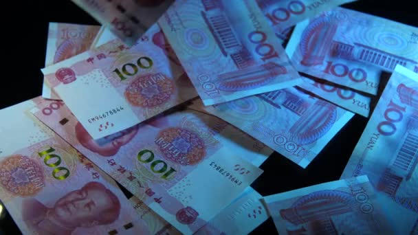 China-Yuan-Scheine. chinesisches Geld — Stockvideo