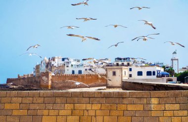 Kale duvarları eski şehir Essaouira, Fas surround