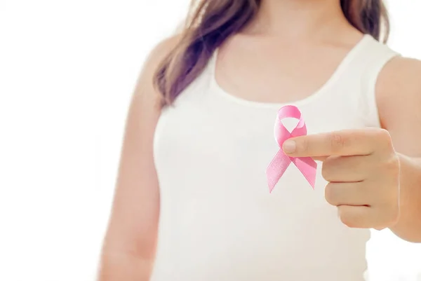 Nastro rosa, concetto di consapevolezza del cancro al seno, assistenza sanitaria e medicina — Foto Stock