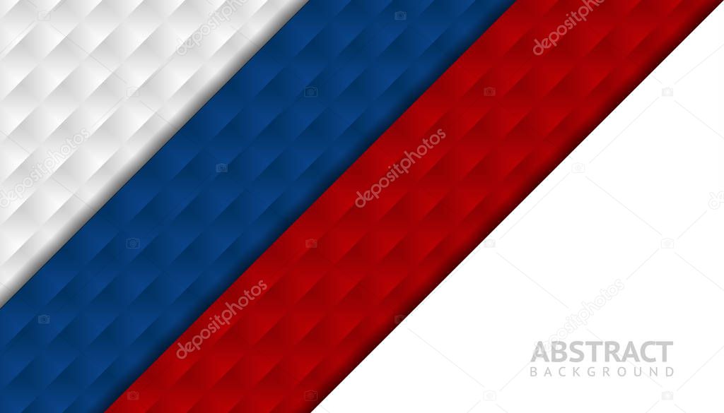 Geometric abstract background. Graphic template with Russia flag colors for cover design, brochure, book design, poster, wallpaper, backdrop or invitation card. Vector illustration.